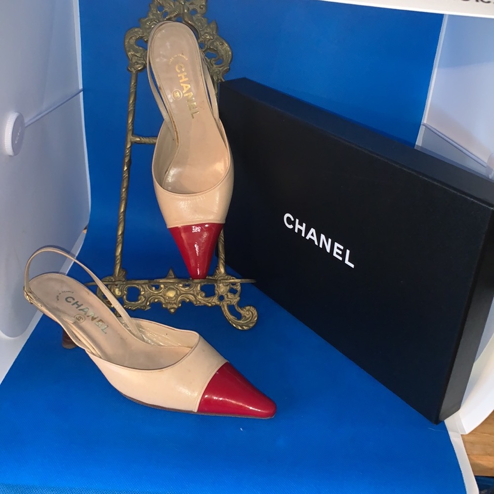 Chanel Leather mules red patent leather‎ tip sling back - Picture 3 of 13